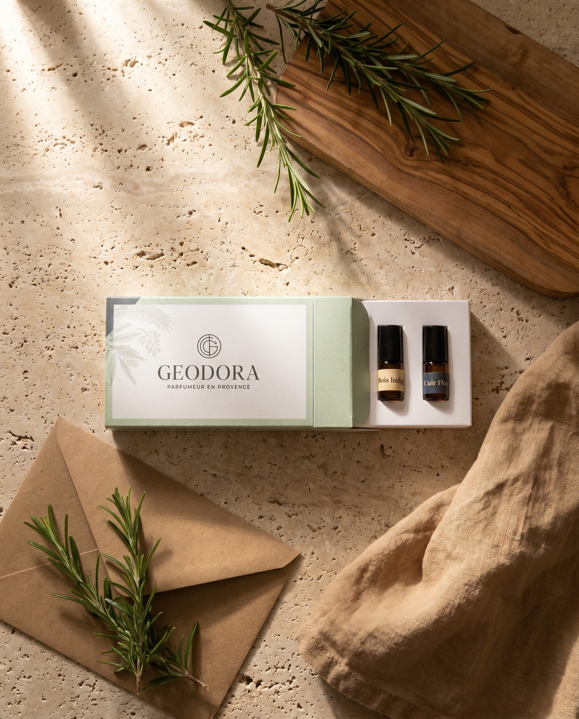 Coffret Les Eaux pour Monsieur GEODORA — roll-ons Bois Indigo, idée cadeau fête des pères