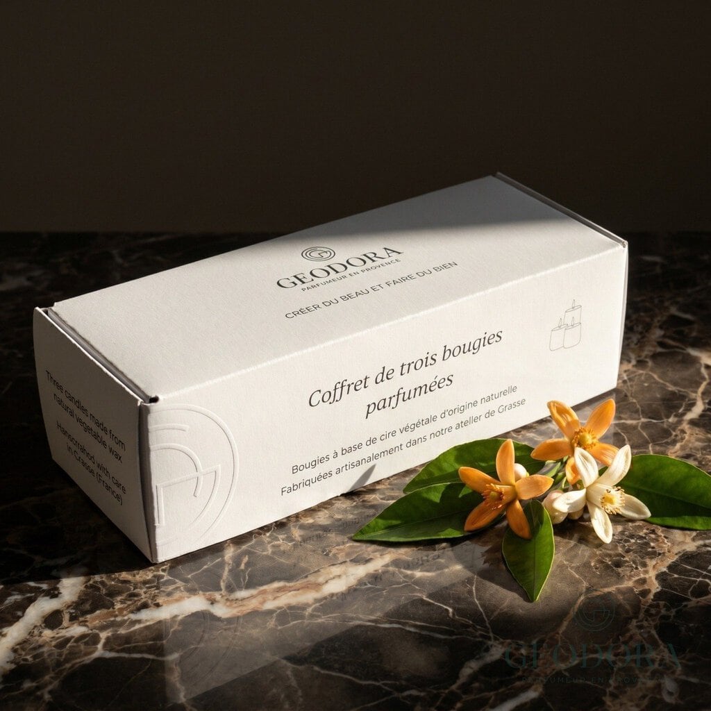 Coffret trois bougies GEODORA - packshot boite