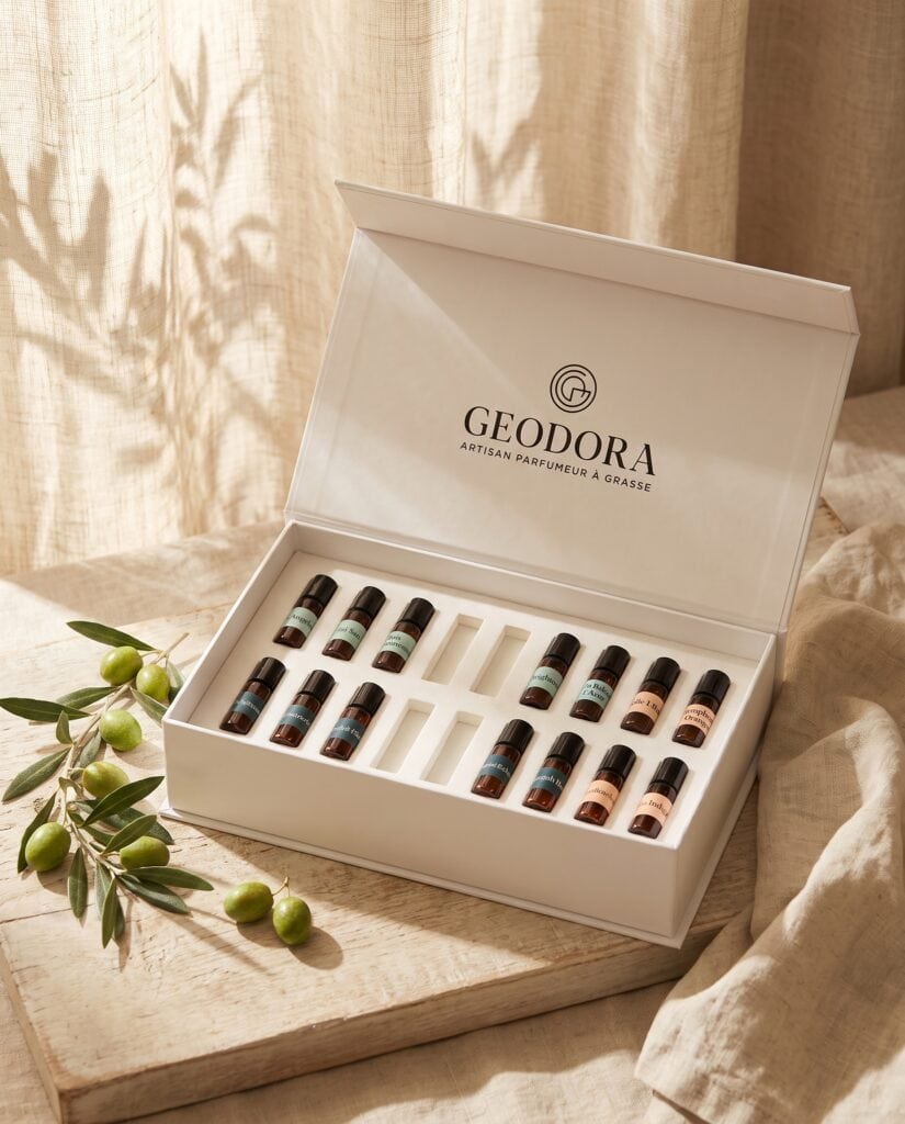 Coffret Collection Roll-on 3ml GEODORA, seize flacons de la collection Eaux de Parfum